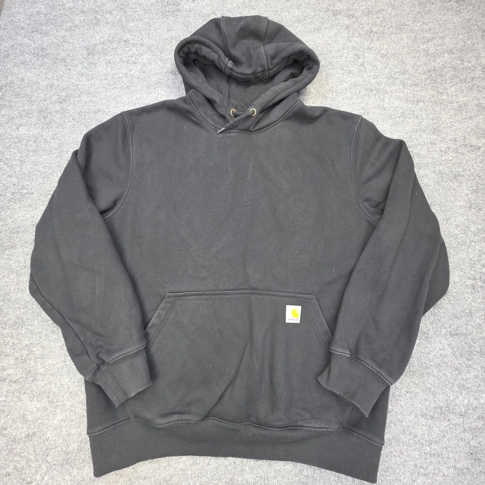 Carhartt Rain Defender Mens Large Black Loose Fit Fleece Pullover Hoodie